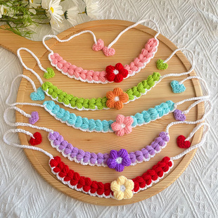 25春款可爱宠物针织围脖毛线针织猫咪口水巾小型狗狗小猫装饰围兜