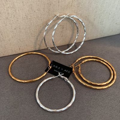 S925纯银金银色大圆圈耳环圈圈女高级感轻奢素圈耳饰2025新款爆款