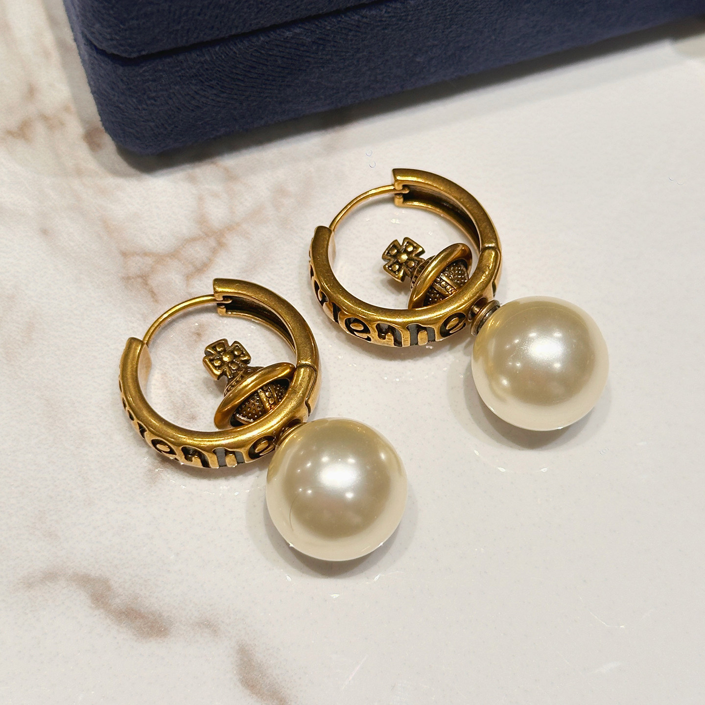 复古金色立体土星耳环女2026新款轻奢高级感珍珠耳坠气质独特耳饰