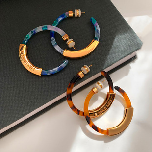 赵思露同款复古港风琥珀玳瑁色耳环女轻奢高级感巨好看圈圈耳饰品