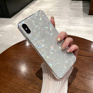 云寅气质彩色贝壳纹适用苹果xsmax手机壳新款iPhoneXr全包透明轻薄xs男女情侣简约x防摔创意亚克力网红高级感