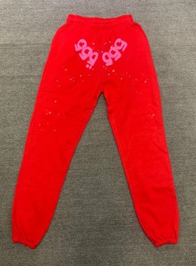 秋季Young Thug 星同款SP5der 555555 红色情侣男女套装帽衫卫衣