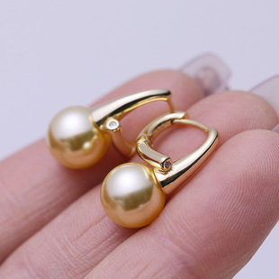 耳坠耳扣银托9 精工光版 13mm S925纯银珍珠耳环空托配饰 DIY配件