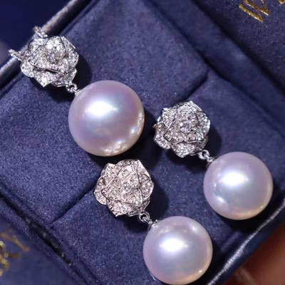 欣韵diy配件纯银经典山茶花空托