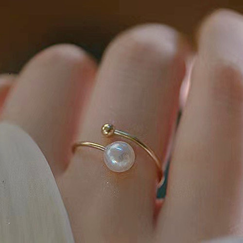 diy纯银珍珠玉石百搭指环戒托