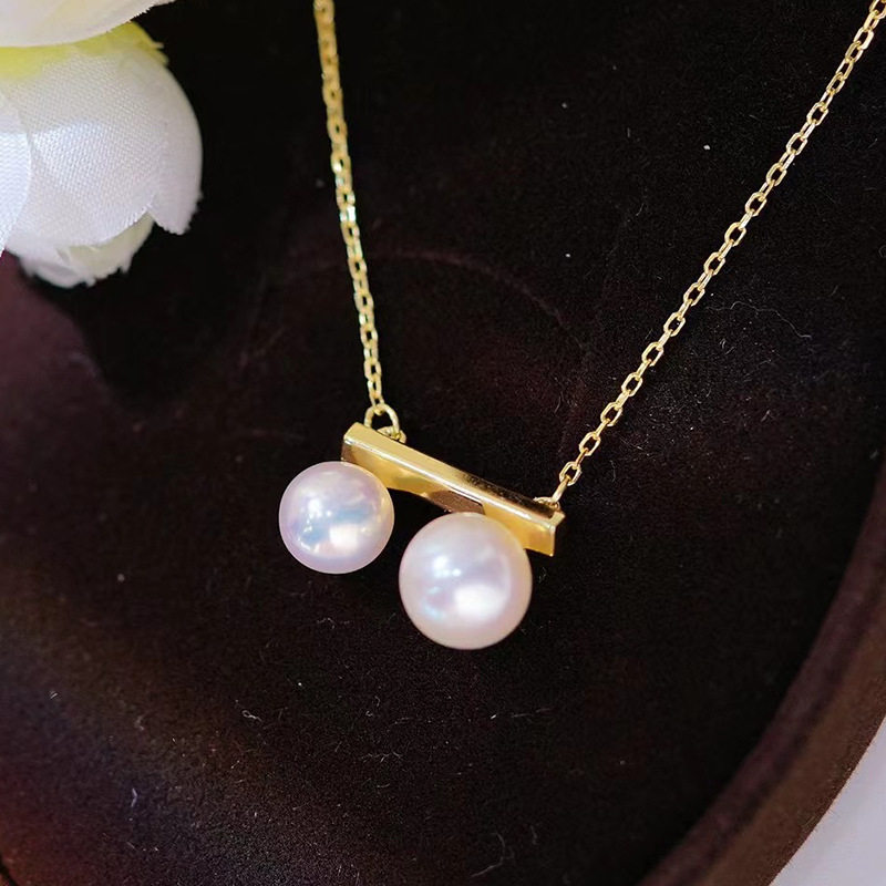 diy珍珠配件双珠吊坠空托