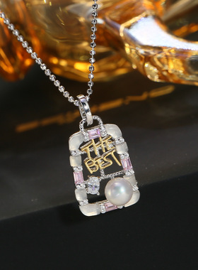 DIY配件 S925纯银精美珍珠吊坠空托 时尚镂空项坠银托半成品4-6mm