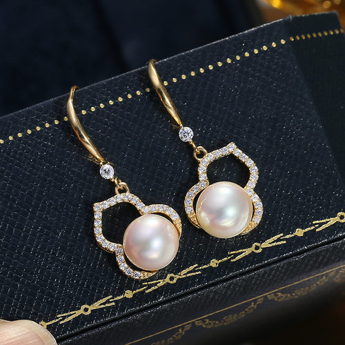 DIY配件S925纯银葫芦珍珠耳环耳