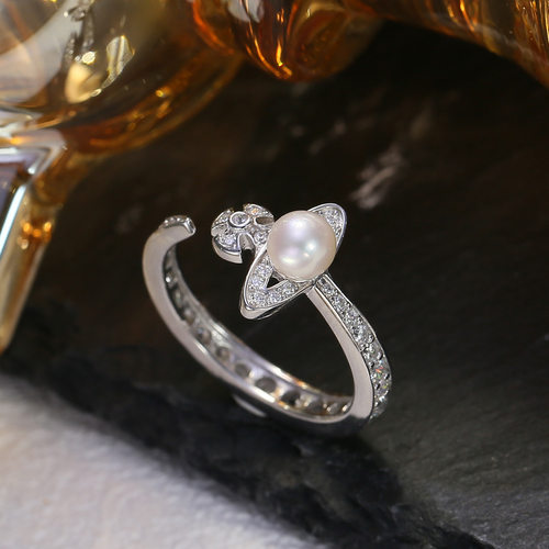 DIY配件S925纯银西太后珍珠戒指