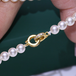 DIY配件 S925纯银珍珠项链单排扣手链搭扣锆石款收尾扣头串珠银扣