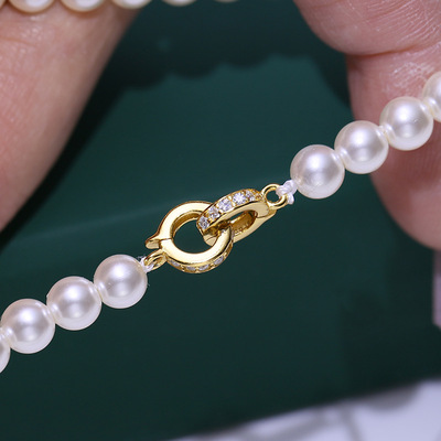 DIY配件S925纯银珍珠项链单排扣