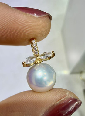 DIY配件S925纯银叶子珍珠吊坠扣空托可打开项坠扣头银托配饰10-14