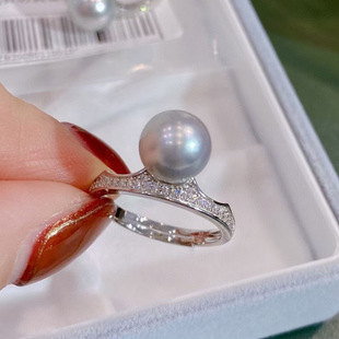 diy配件 S925纯银珍珠皇冠戒指空托配饰 手工指环戒托材料半成品