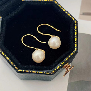 diy饰品配件 S925纯银简约高跟鞋珍珠耳钩耳环空托配饰半成品耳坠