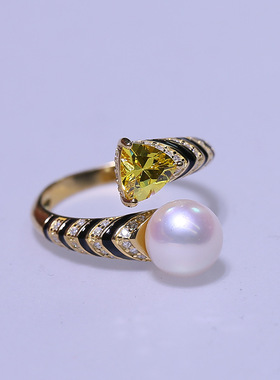 diy配件 S925纯银珍珠戒指空托 精美大气指环戒托半成品8-12mm女