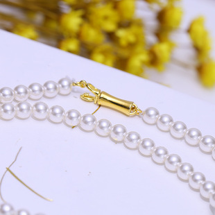 DIY配件 S925纯银珍珠项链手链扣 光版竹节插棒扣小米珠收尾搭扣