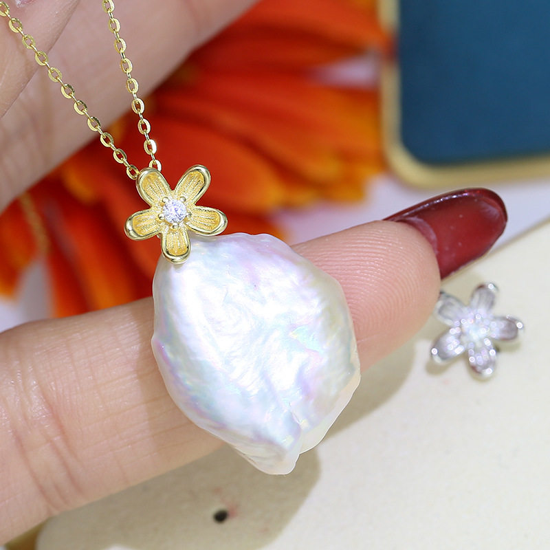 DIY配件 S925纯银珍珠吊坠空托 巴洛克异形珠项坠银托 花朵装饰女,饰品/流行首饰/时尚饰品新,项坠/吊坠,淘宝优惠券,粉丝福利购,淘宝优惠卷