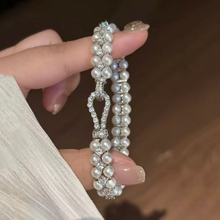 DIY配件 S925纯银华丽珍珠项链手链扣 双排扣隔片手工串珠排扣3-4