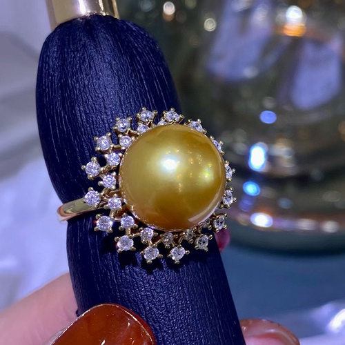 diy配件 S925纯银满天星珍珠戒指空托 微镶锆石指环戒托手工戒托