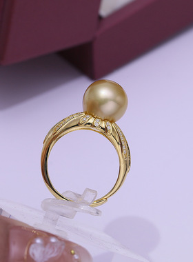 DIY配件925纯银珍珠玉石戒指空托