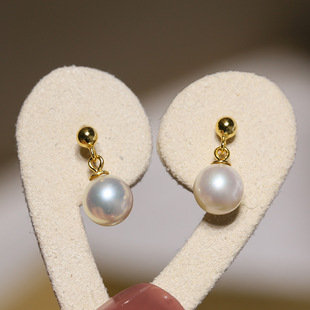 diy配件 S925纯银简约百搭珍珠耳钉耳环空托 经典耳坠银托半成品