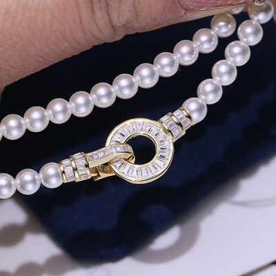 DIY配件S925纯银珍珠项链单排扣