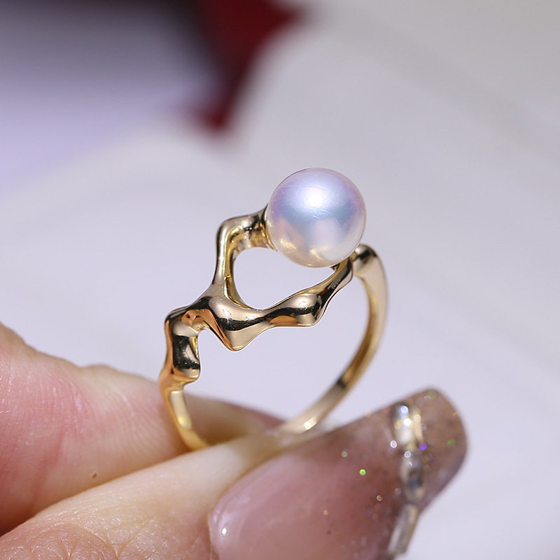 DIY配件S925纯银珍珠戒指空托配