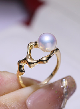 DIY配件S925纯银珍珠戒指空托配