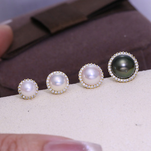 diy配件 S925纯银气质珍珠耳钉耳环空托 太阳花耳饰银托半成品女