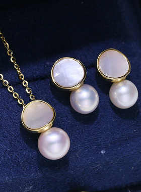 DIY配件S925纯银珍珠耳钉吊坠套