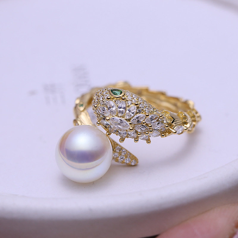 DIY配件S925纯银珍珠戒指空托