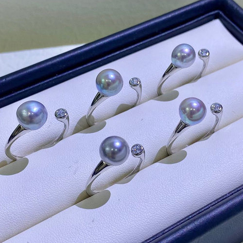 DIY配件S925纯银简约单钻珍珠戒