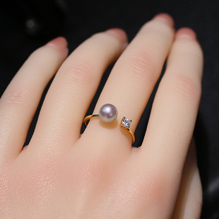 DIY配件 S925纯银珍珠戒指空托 小巧经典指环戒托开口半成品5-8