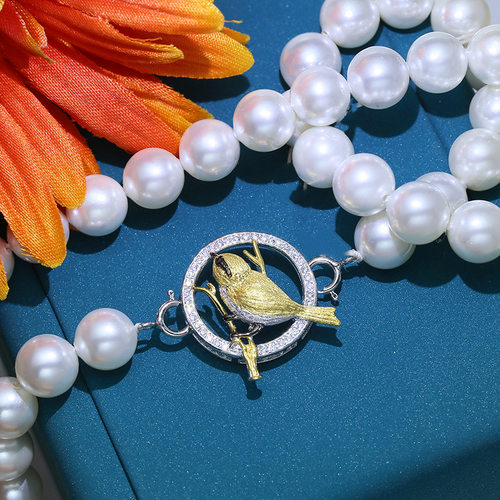 DIY配件 S925纯银新款分色复古珍珠项链扣 手链制作搭扣连接银扣