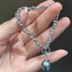 diy配件 S925纯银时尚流行珍珠项链手链套装空托 半成品首饰银托