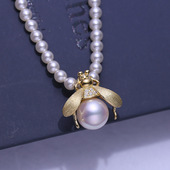 DIY配件 小蜜蜂项坠扣银托可打开两用 S925纯银珍珠吊坠空托配饰