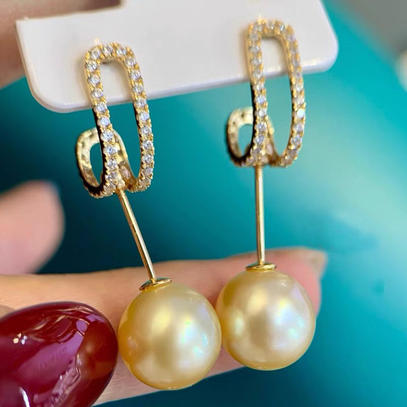 diy配件 S925纯银时尚个性珍珠耳钉耳环空托拆分耳坠银托一款多戴