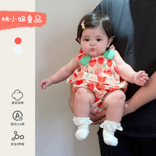 薄款 甜美可爱婴幼儿包屁衣哈衣夏 婴儿外出服3 6个月宝宝衣服夏季