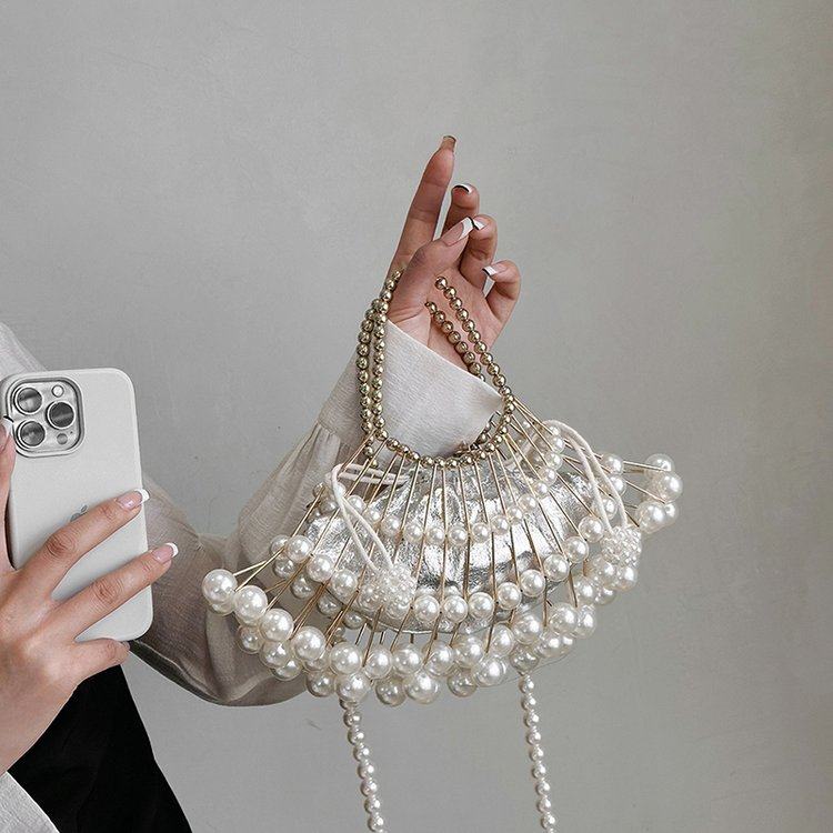 单肩包包女珍珠小包包