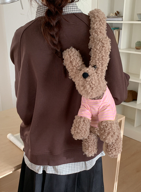 白鹿小酒窝同款大狗包系列潦草大狗单肩包2025冬季新品