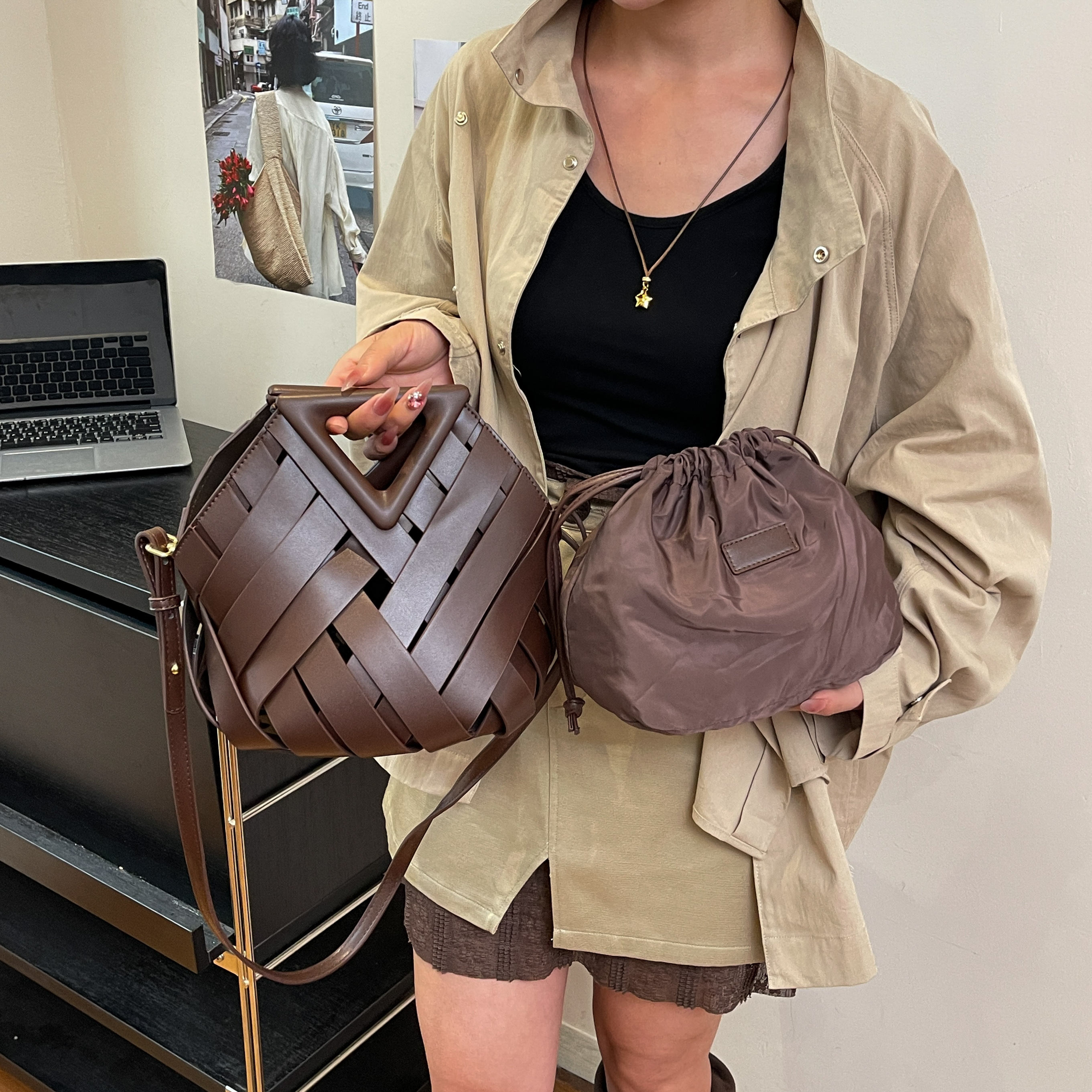 小众复古时尚包包女式2025新款秋冬单肩斜挎包休闲编织爆款手提包