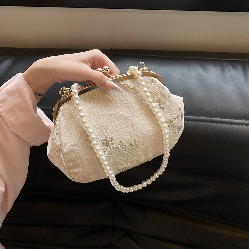 民国风复古旗袍包包女配中式小手拎包手拿小包珍珠手提百搭刺绣包