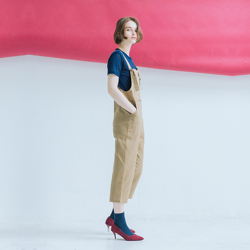 LOEN 设计款日系学生小个子春秋文艺高腰口袋工装背带裤女 FUDGE
