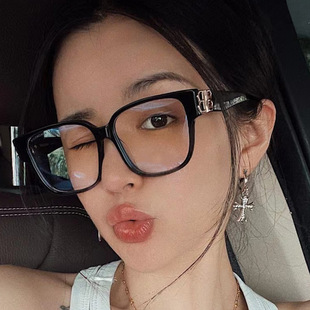 黑色大框双B眼镜女韩版潮ins近视素颜大脸显瘦配度数眼镜框男时尚