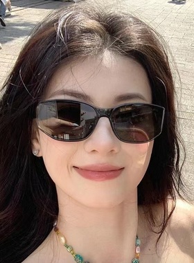 多边形猫眼墨镜女潮时尚高级感曲面镜片太阳镜防紫外线遮阳凹造型