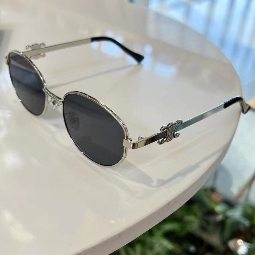 LISA明星同款墨镜女高级感凹造型欧美金属椭圆形偏光太阳镜配近视