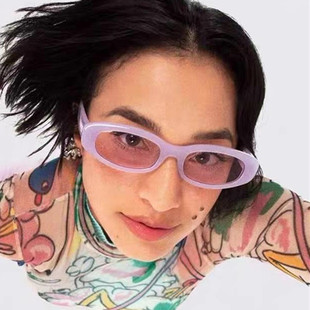 小脸y2k千禧风墨镜女2023新款椭圆形网红ins防紫外线太阳镜凹造型
