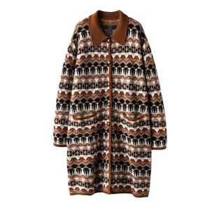 【白百何同款】美拉德色系宽松加厚100纯山羊绒大衣外套女