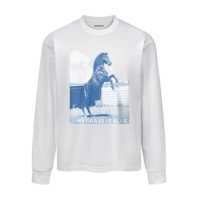 DE 美式牛仔复古T恤男春季260g重磅纯棉套头衫宽松长袖卫衣