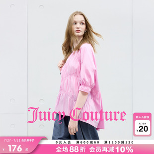 甜美高级气质女士抽褶上衣 Juicy Couture橘滋短袖 衬衫 25年夏新款